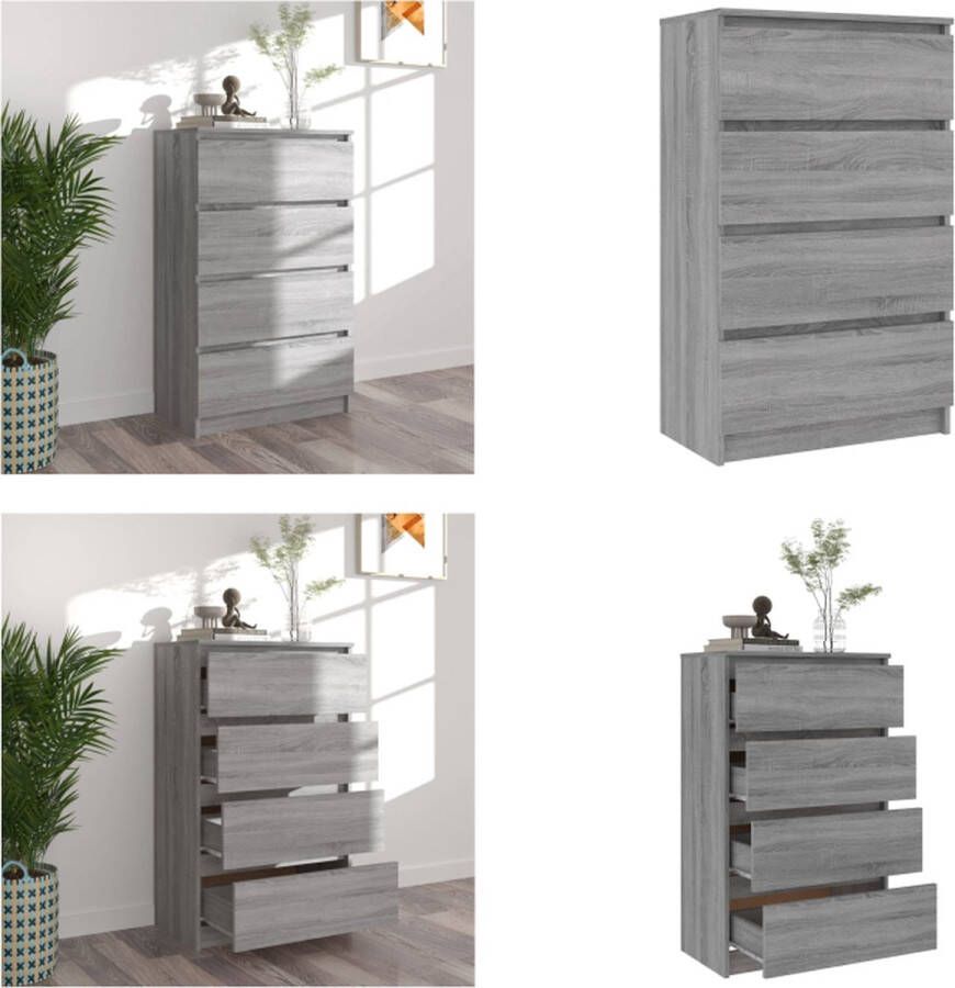 VidaXL Dressoir 60x35x98-5 cm bewerkt hout grijs sonoma eikenkleurig Dressoir Dressoirs Kast Wandkast