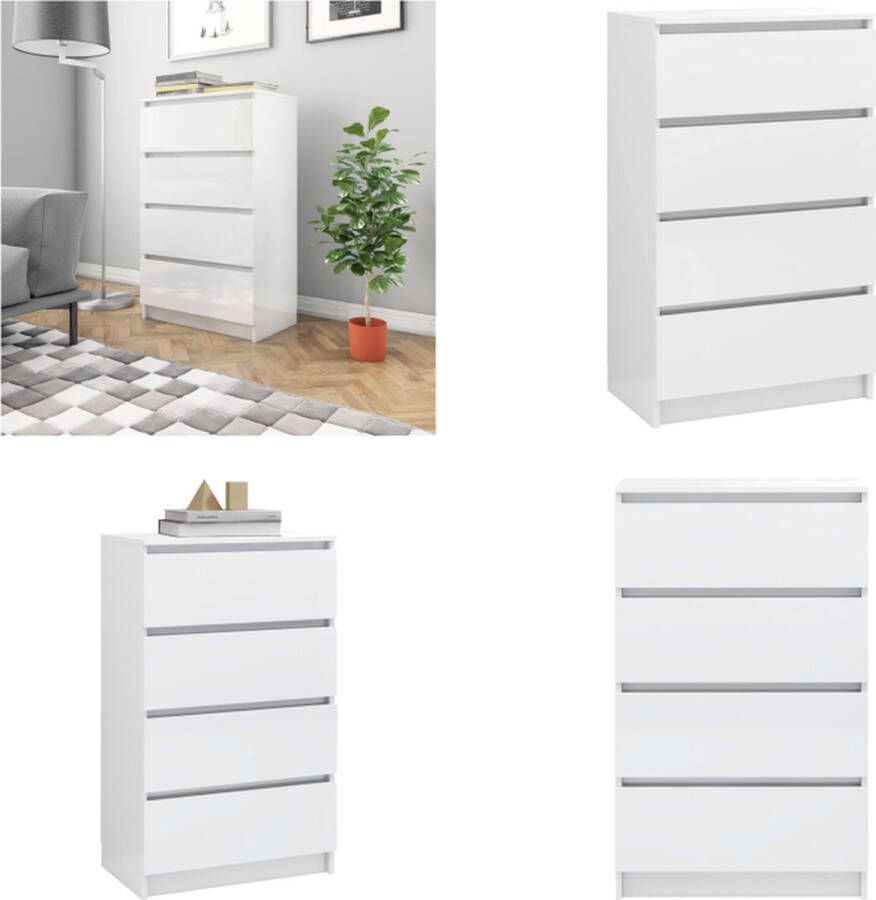 VidaXL Dressoir 60x35x98-5 cm bewerkt hout hoogglans wit Dressoir Dressoirs Opbergkast Opbergkasten - Foto 2