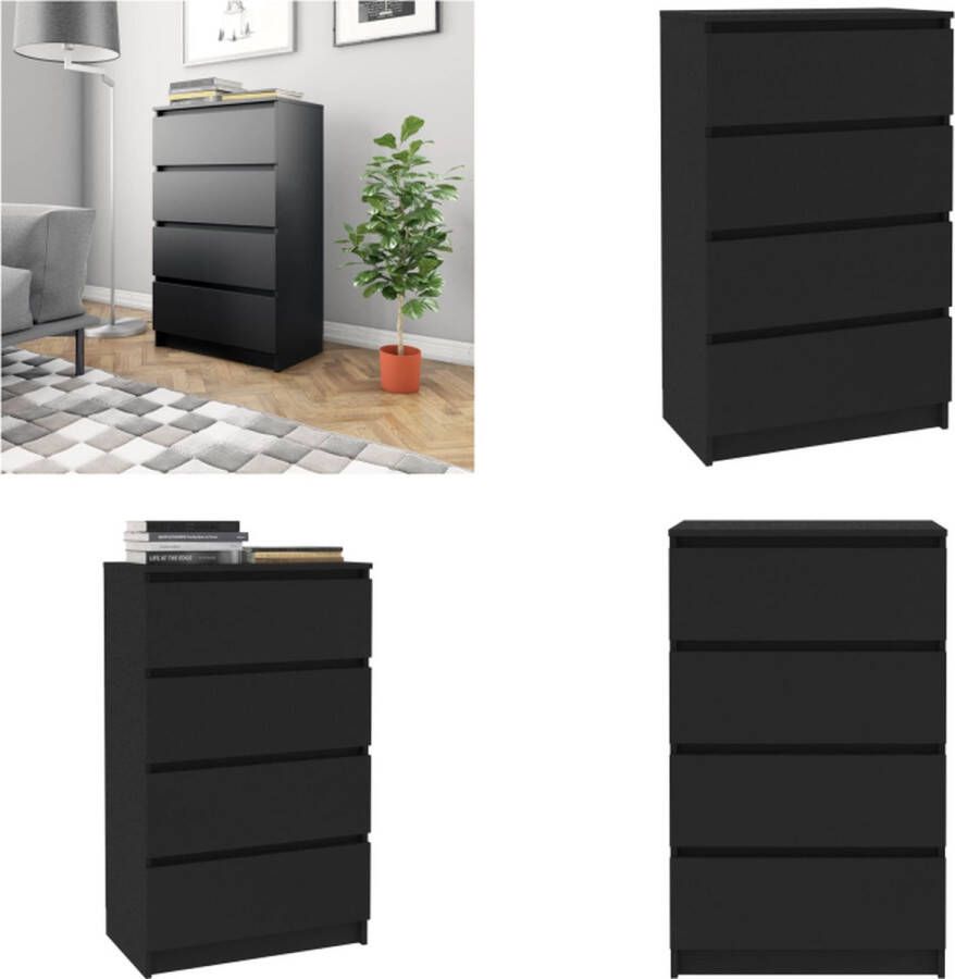 VidaXL Dressoir 60x35x98-5 cm bewerkt hout zwart Dressoir Dressoirs Opbergkast Opbergkasten - Foto 2