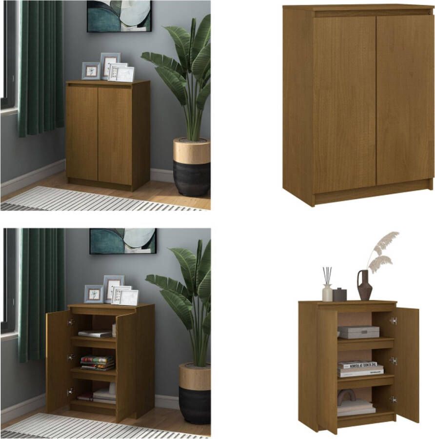 VidaXL Dressoir 60x36x84 cm massief grenenhout honingbruin Dressoir Dressoirs Kast Kasten