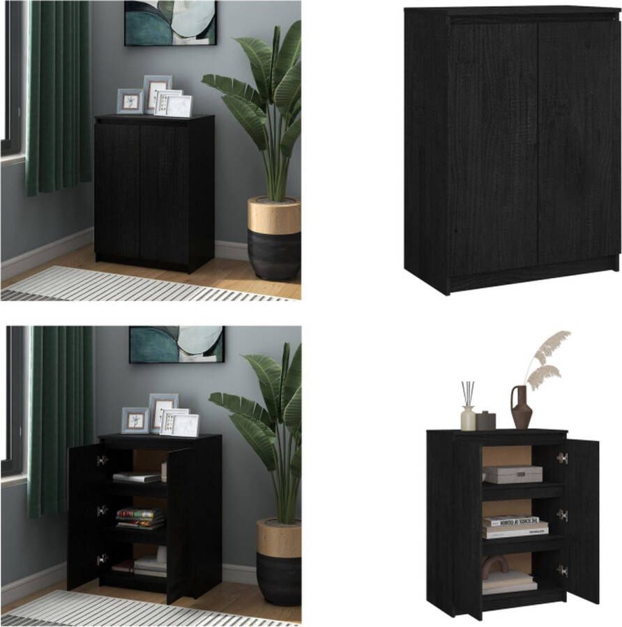 VidaXL Dressoir 60x36x84 cm massief grenenhout zwart Dressoir Dressoirs Kast Kasten