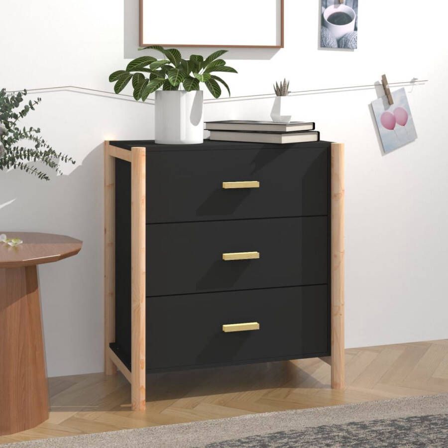 VidaXL -Dressoir-62x38x70-cm-bewerkt-hout-zwart - Foto 2