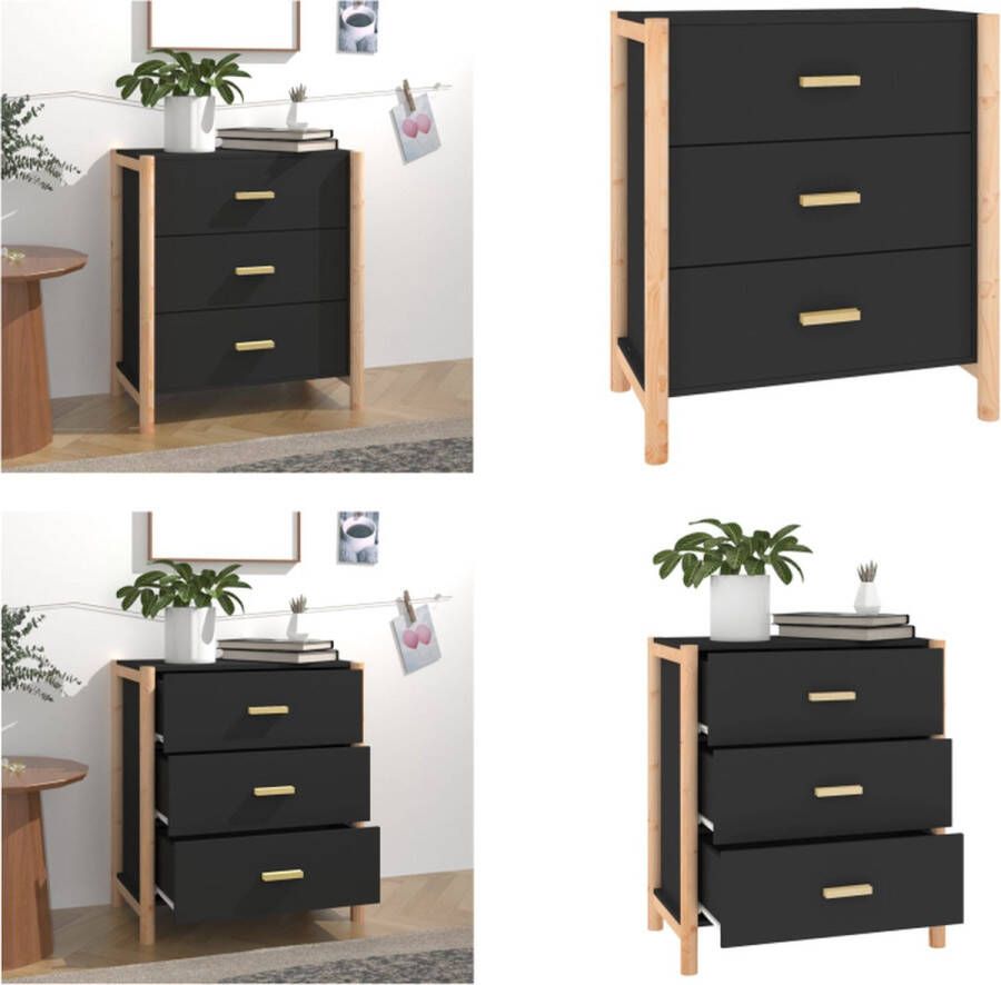 VidaXL Dressoir 62x38x70 cm bewerkt hout zwart Dressoir Dressoirs Kast Wandkast - Foto 2