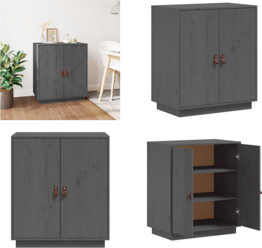 VidaXL Dressoir 65 5x40x75 cm massief grenenhout grijs Dressoir Dressoirs Kast Kastje