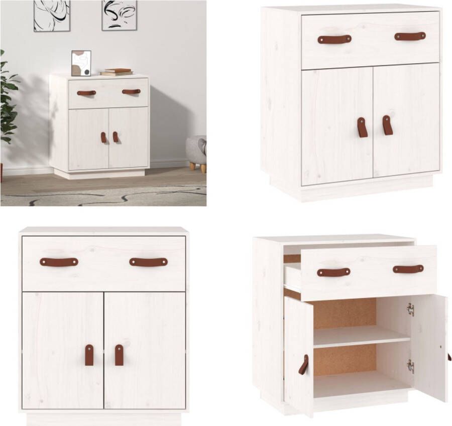 VidaXL Dressoir 65 5x40x75 cm massief grenenhout wit Dressoir Dressoirs Kast Wandkast