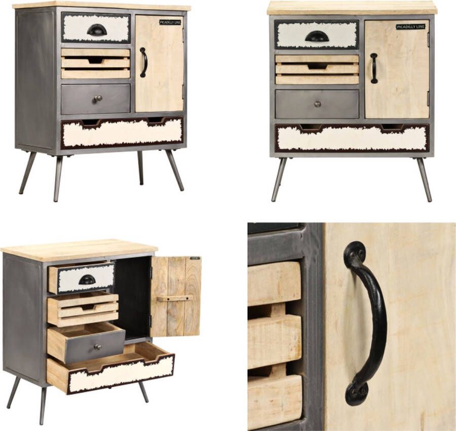 VidaXL Dressoir 65x33x76 cm massief mangohout en staal Dressoir Dressoirs Tv Tafel Tv Tafels