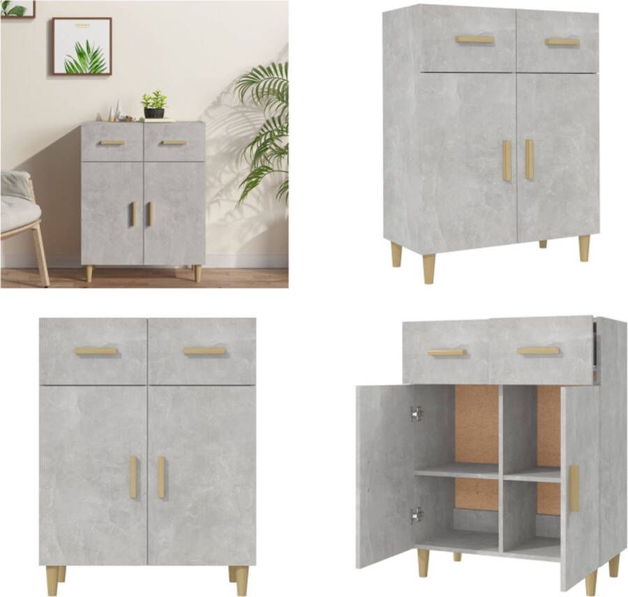 VidaXL Dressoir 69-5x34x89 cm bewerkt hout betongrijs Dressoir Dressoirs Kast Wandkast