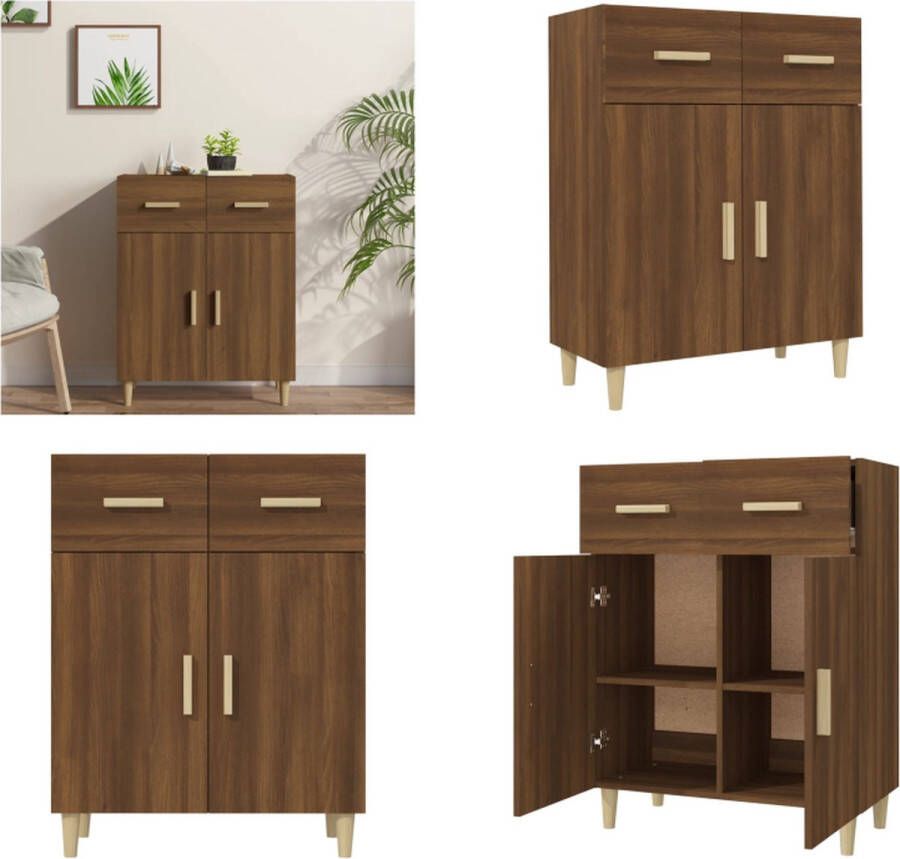 VidaXL Dressoir 69-5x34x89 cm bewerkt hout bruineikenkleurig Dressoir Dressoirs Kast Wandkast - Foto 2