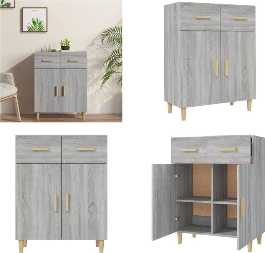 VidaXL Dressoir 69 5x34x89 cm bewerkt hout grijs sonoma eikenkleurig Dressoir Dressoirs Kast Wandkast - Foto 2