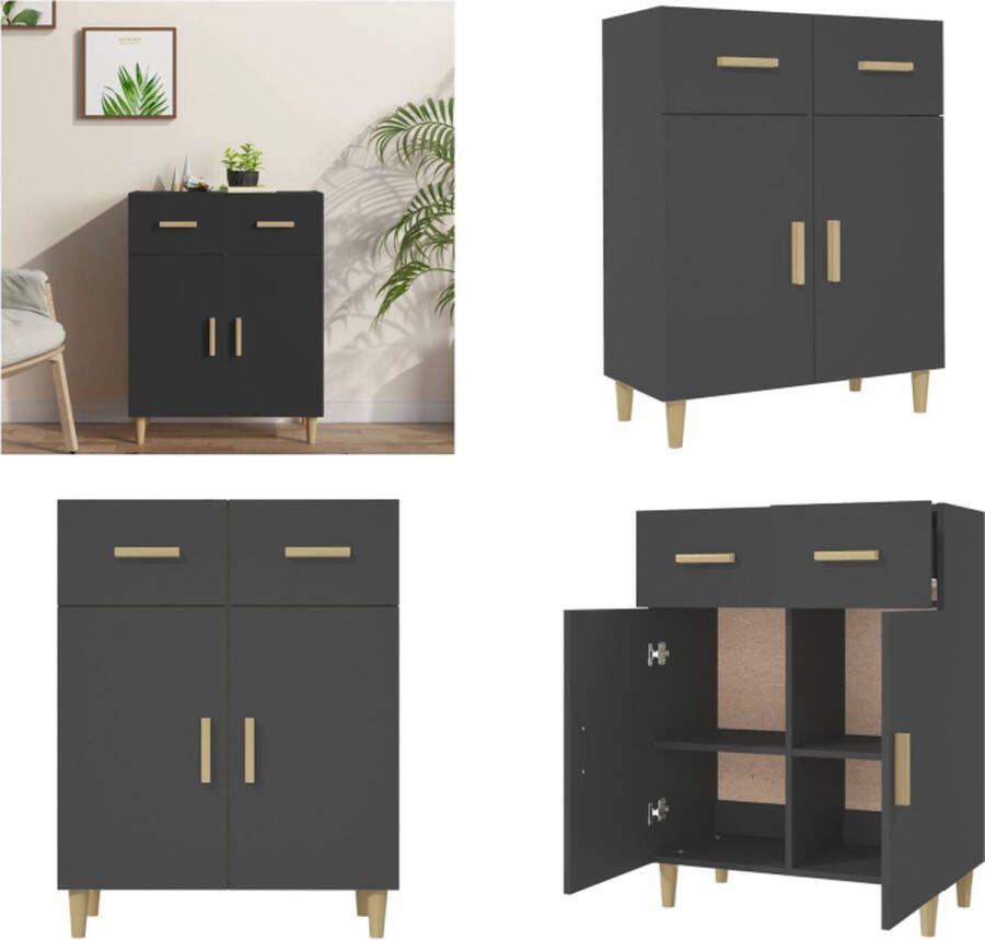 VidaXL Dressoir 69-5x34x89 cm bewerkt hout zwart Dressoir Dressoirs Kast Wandkast