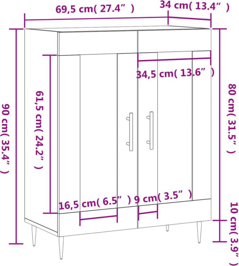 VidaXL -Dressoir-69 5x34x90-cm-bewerkt-hout-betongrijs - Foto 8