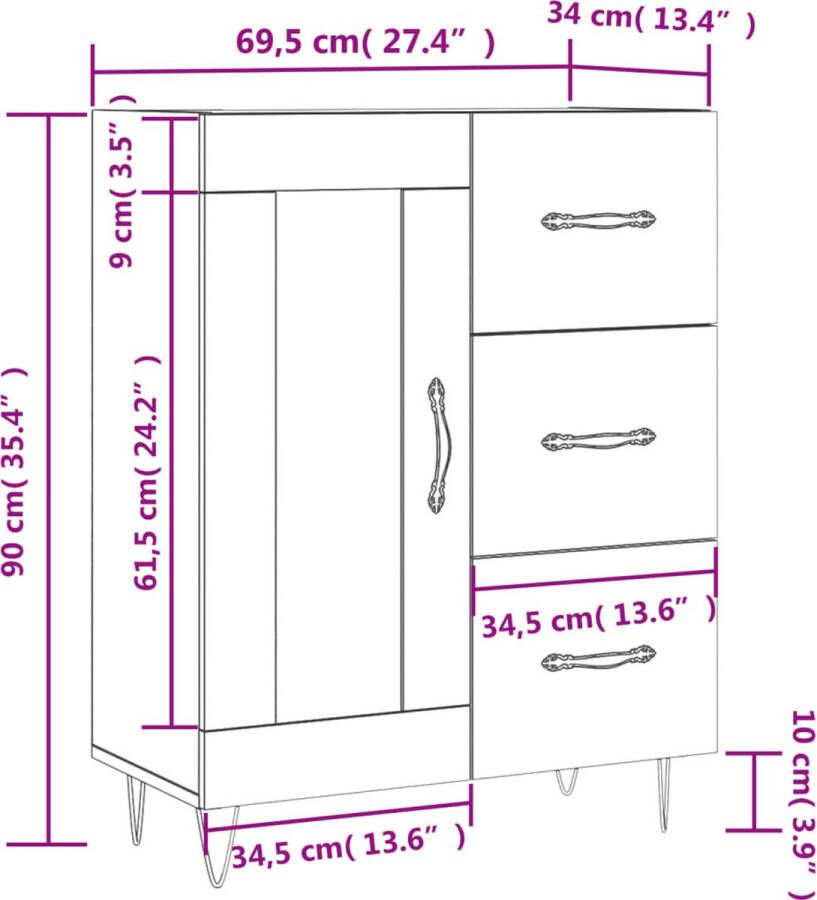 VidaXL -Dressoir-69 5x34x90-cm-bewerkt-hout-betongrijs - Foto 5