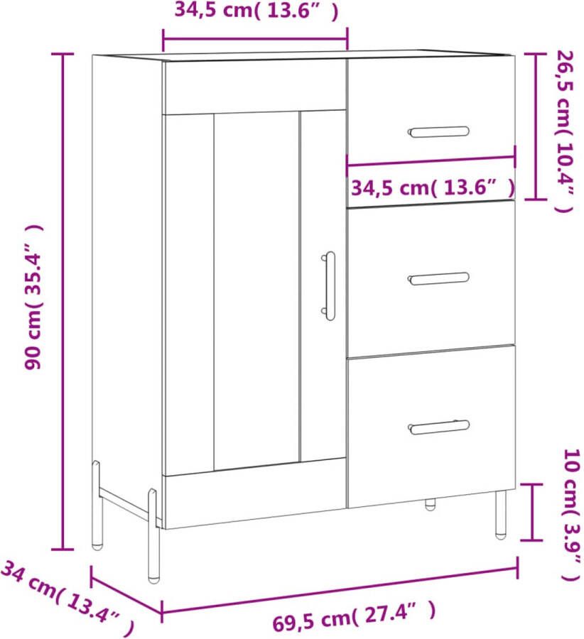 VidaXL -Dressoir-69 5x34x90-cm-bewerkt-hout-betongrijs - Foto 2