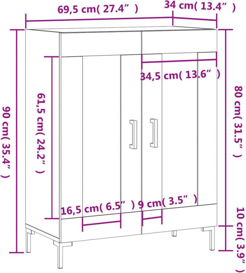 VidaXL -Dressoir-69 5x34x90-cm-bewerkt-hout-bruineikenkleurig - Foto 3