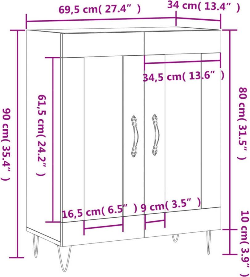 Prolenta Premium INFIORI Dressoir 69 5x34x90 cm bewerkt hout bruineikenkleurig - Foto 17