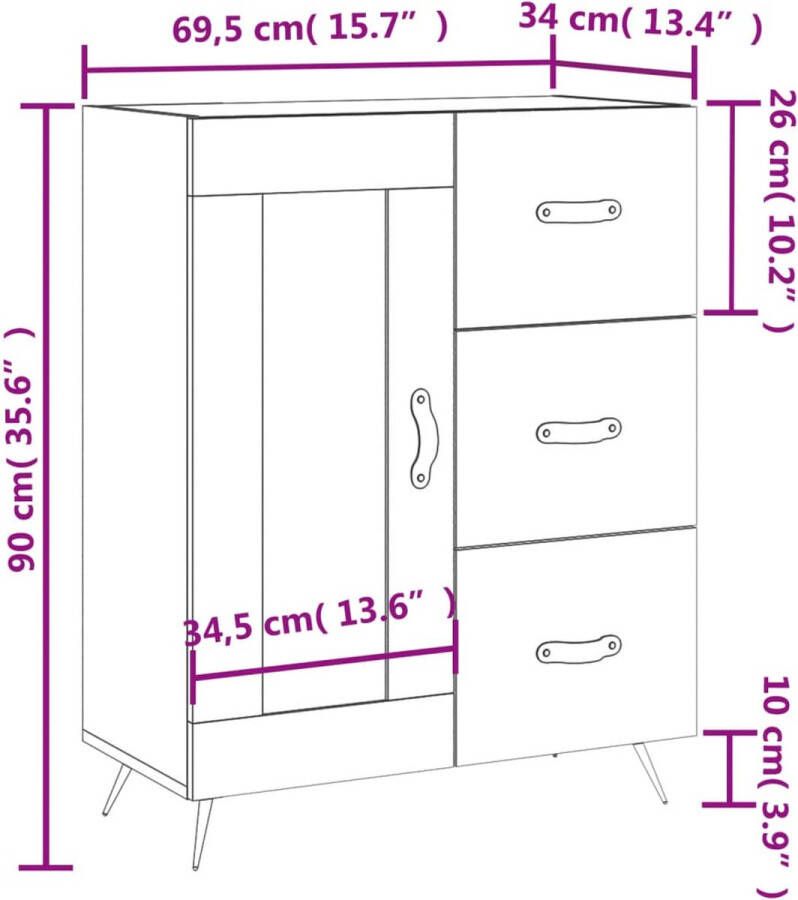 VidaXL -Dressoir-69 5x34x90-cm-bewerkt-hout-bruineikenkleurig - Foto 3