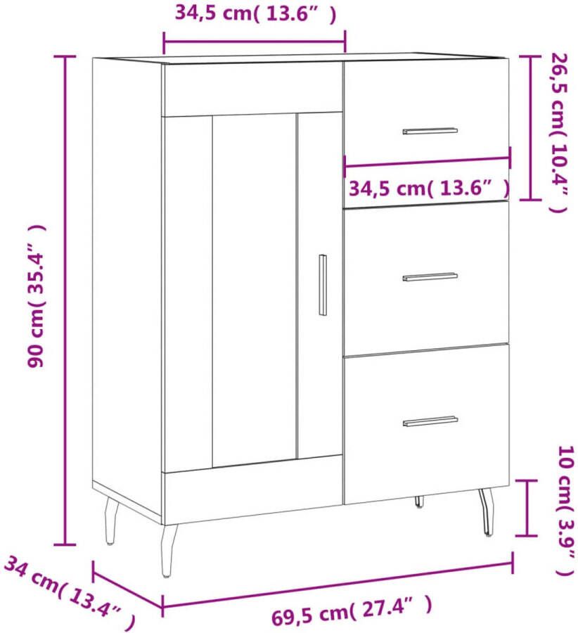 VidaXL -Dressoir-69 5x34x90-cm-bewerkt-hout-gerookt-eikenkleurig - Foto 2