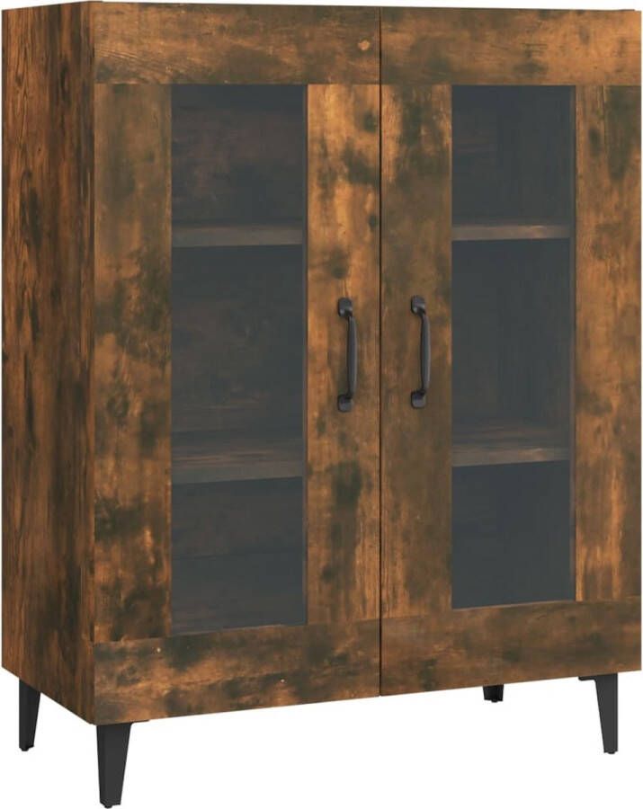 VidaXL Dressoir 69 5x34x90 cm Gerookt Eiken Glas Dressoirs Houten Dressoir Vintage Dressoir Landelijk Dressoir Gerookt Eiken