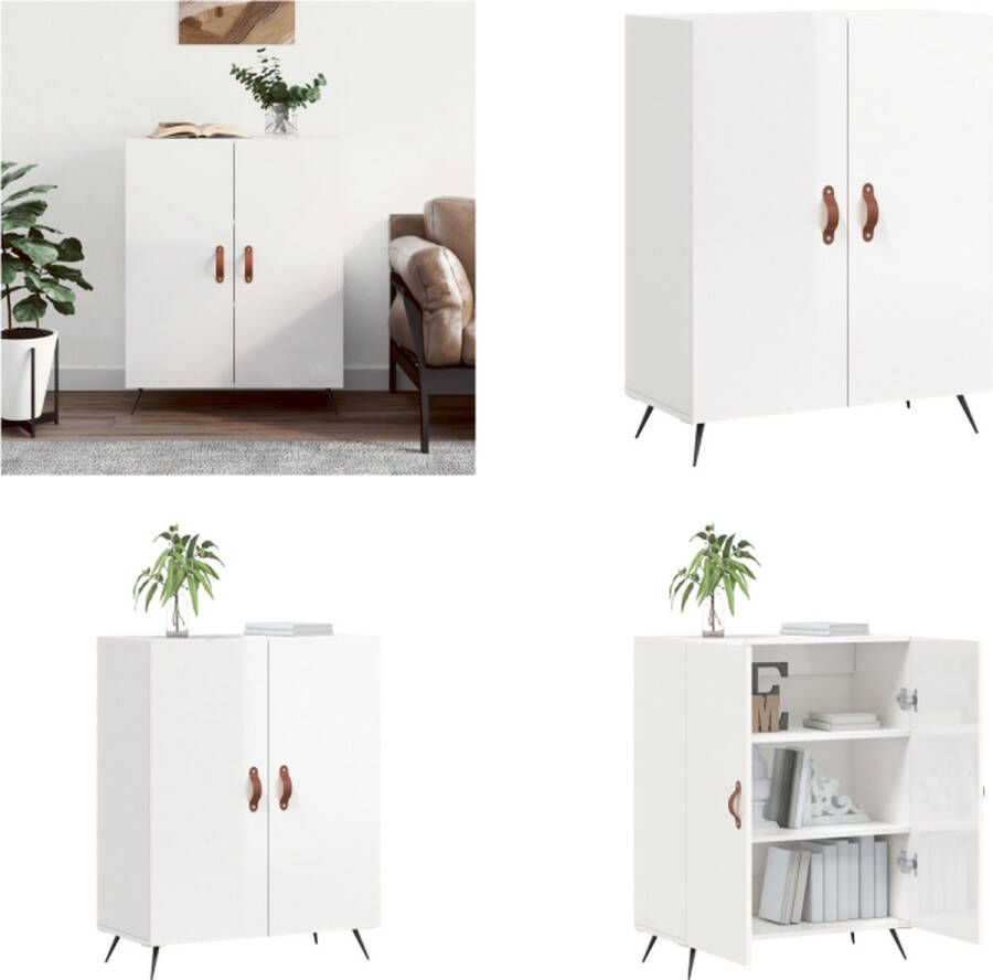 VidaXL Dressoir 69-5x34x90 cm bewerkt hout hoogglans wit Dressoir Dressoirs Kast Wandkast - Foto 13