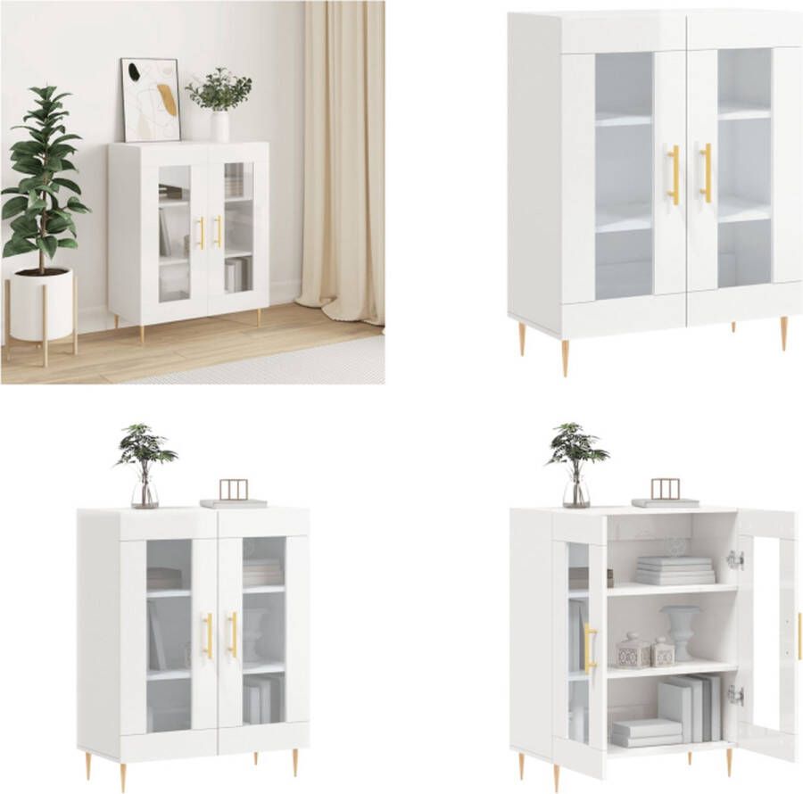 VidaXL Dressoir 69-5x34x90 cm bewerkt hout hoogglans wit Dressoir Dressoirs Kast Wandkast - Foto 5