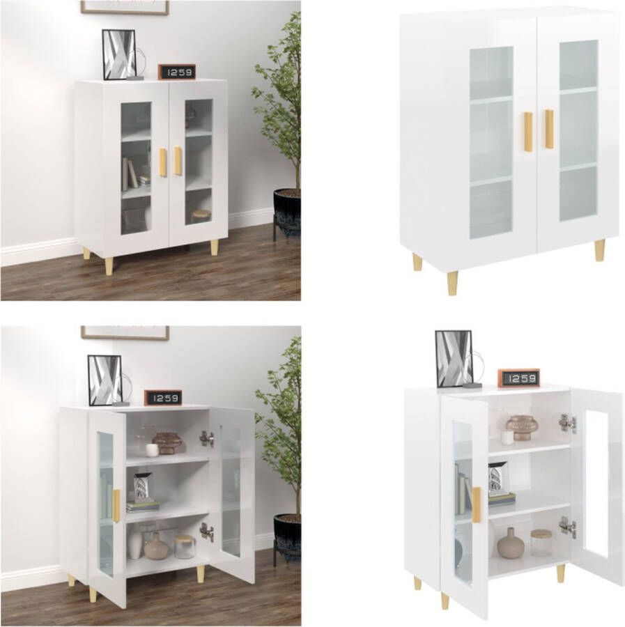 VidaXL Dressoir 69-5x34x90 cm bewerkt hout hoogglans wit Dressoir Dressoirs Kast Wandkast