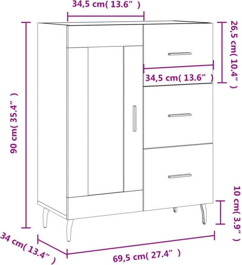 VidaXL -Dressoir-69 5x34x90-cm-bewerkt-hout-sonoma-eikenkleurig - Foto 3