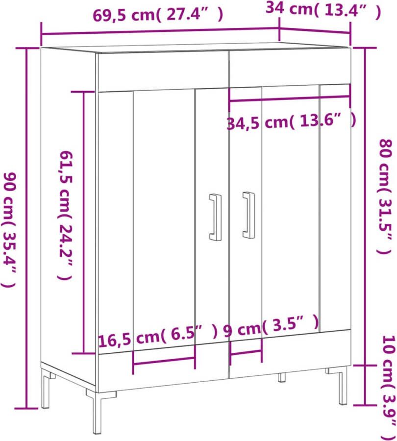 VidaXL -Dressoir-69 5x34x90-cm-bewerkt-hout-sonoma-eikenkleurig - Foto 3