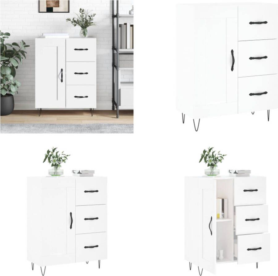 VidaXL Dressoir 69-5x34x90 cm bewerkt hout wit Dressoir Dressoirs Kast Wandkast - Foto 2