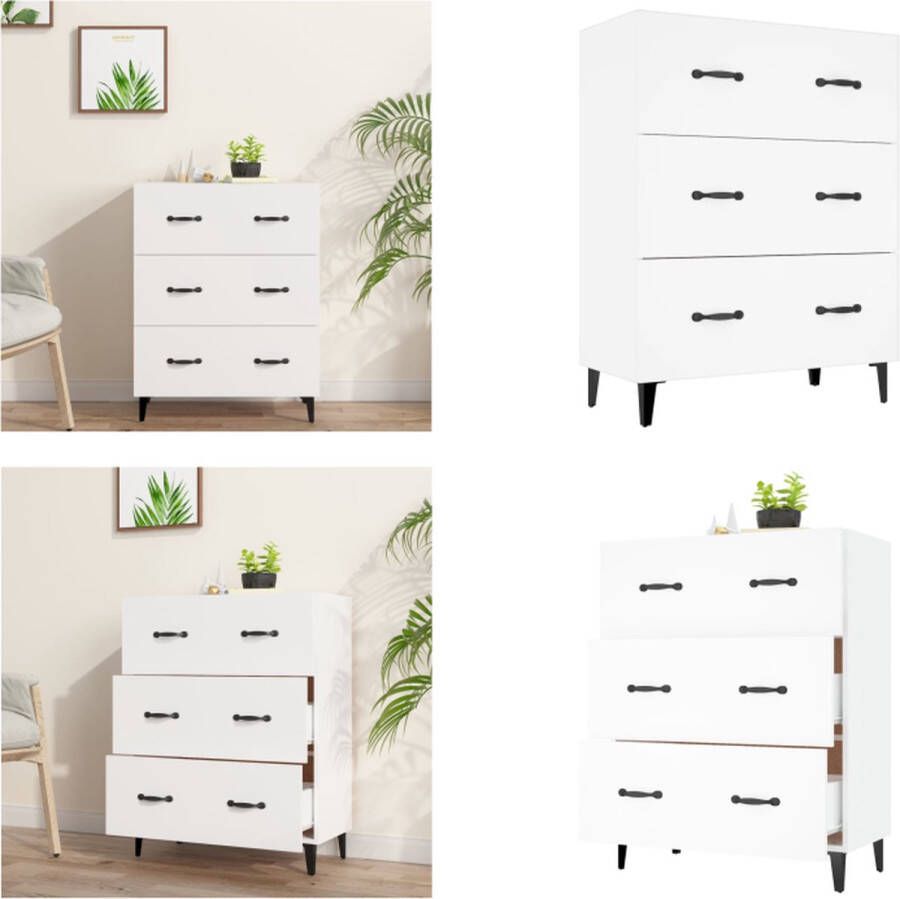 VidaXL Dressoir 69-5x34x90 cm bewerkt hout wit Dressoir Dressoirs Kast Wandkast