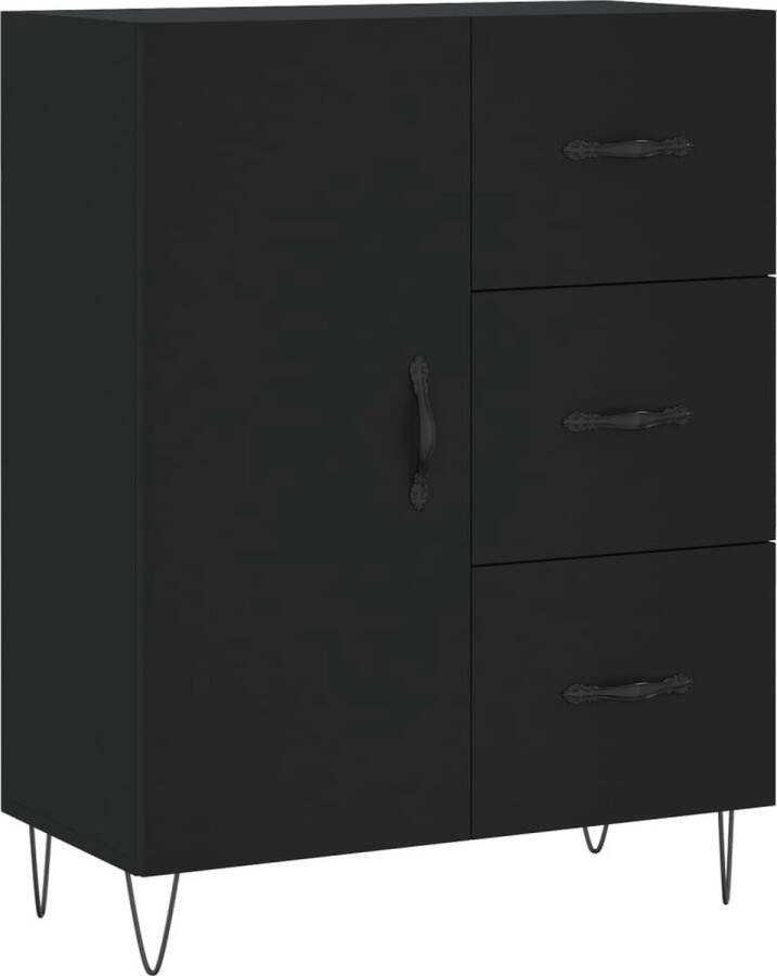VidaXL Dressoir Bewerkt Hout Zwart 69 5x34x90 cm Dressoir Zwarte Kast Houten Kast Opbergkast Salontafel - Foto 2