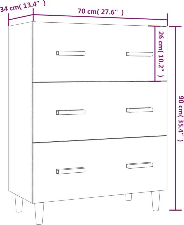 VidaXL -Dressoir-70x34x90-cm-bewerkt-hout-zwart - Foto 3