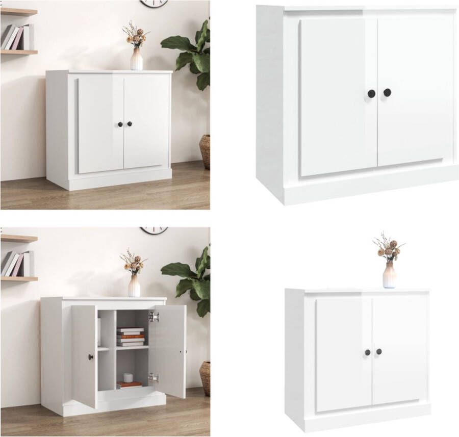 VidaXL Dressoir 70x35x67 5 cm bewerkt hout hoogglans wit Dressoir Dressoirs Kast Wandkast