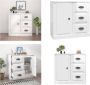 VidaXL Dressoir 70x35x67-5 cm bewerkt hout hoogglans wit Dressoir Dressoirs Kast Wandkast - Thumbnail 4