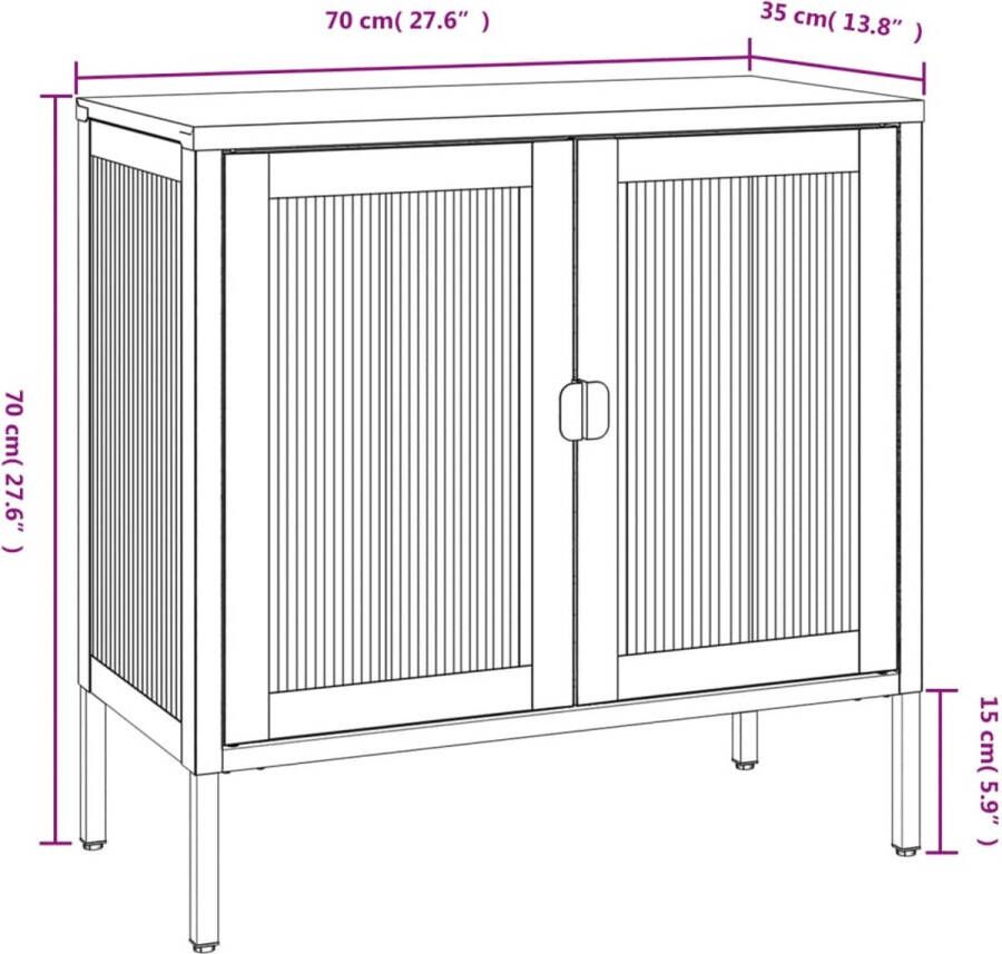 VidaXL -Dressoir-70x35x70-cm-glas-en-staal-zwart - Foto 2