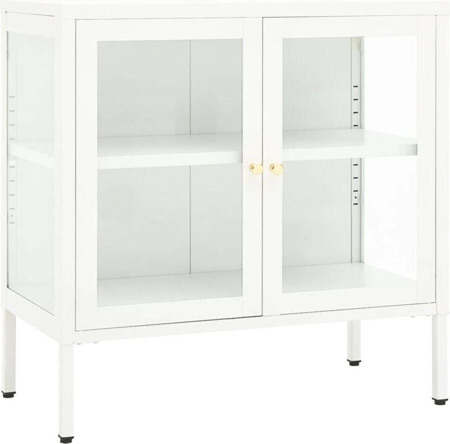 VidaXL Dressoir Staal en Glas Wit 70x35x70 cm Dressoir Opbergkast Staaldraad Glas Meubilair - Foto 2