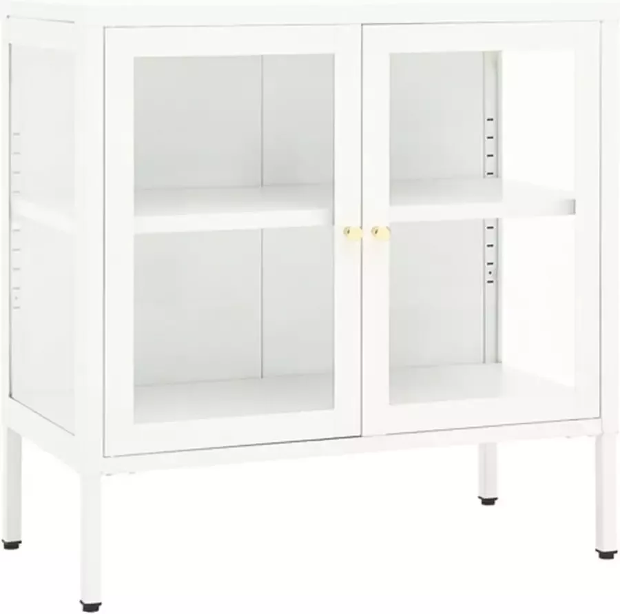 VidaXL -Dressoir-70x35x70-cm-staal-en-glas-wit - Foto 2