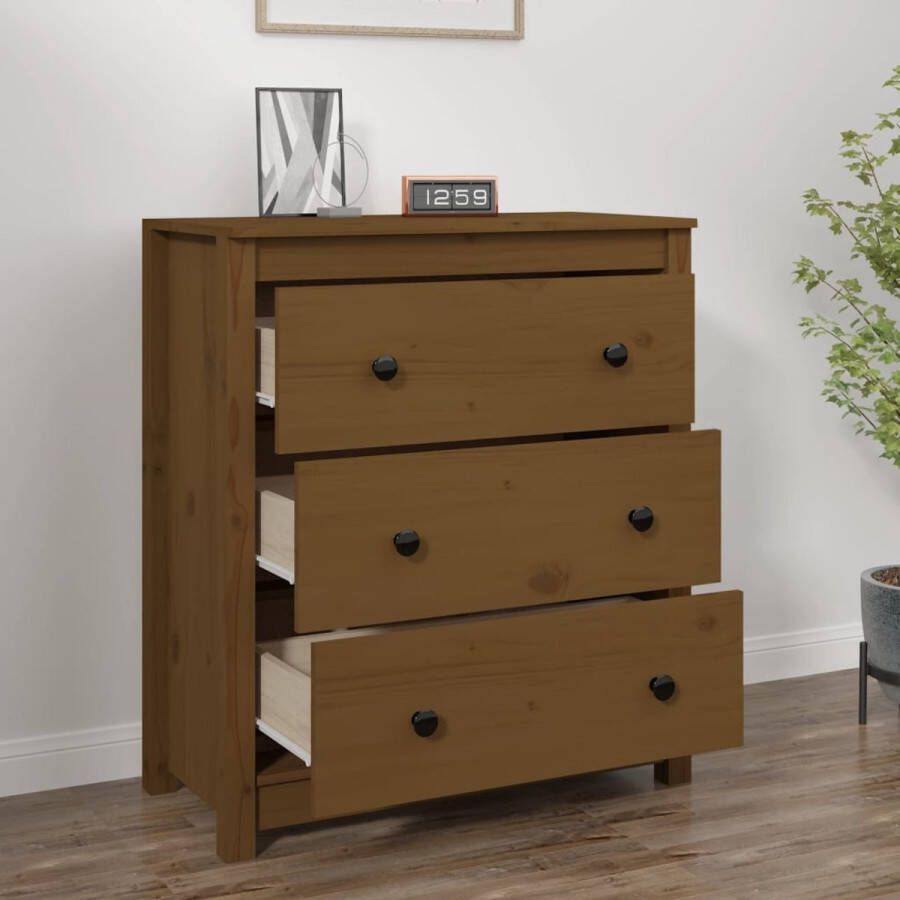 VidaXL Dressoirs 2 st 70x35x80 cm massief grenenhout honingbruin - Foto 2