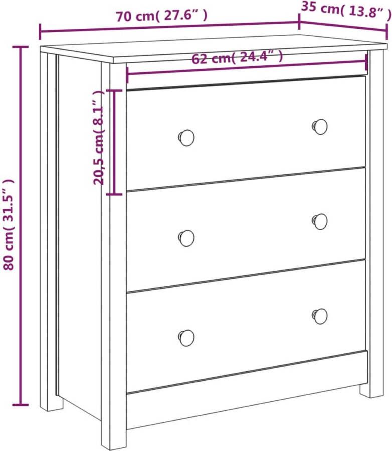 VidaXL Dressoirs 2 st 70x35x80 cm massief grenenhout honingbruin - Foto 3