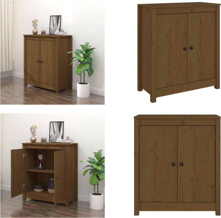 VidaXL Dressoir 70x35x80 cm massief grenenhout honingbruin Dressoir Dressoirs Kast Wandkast