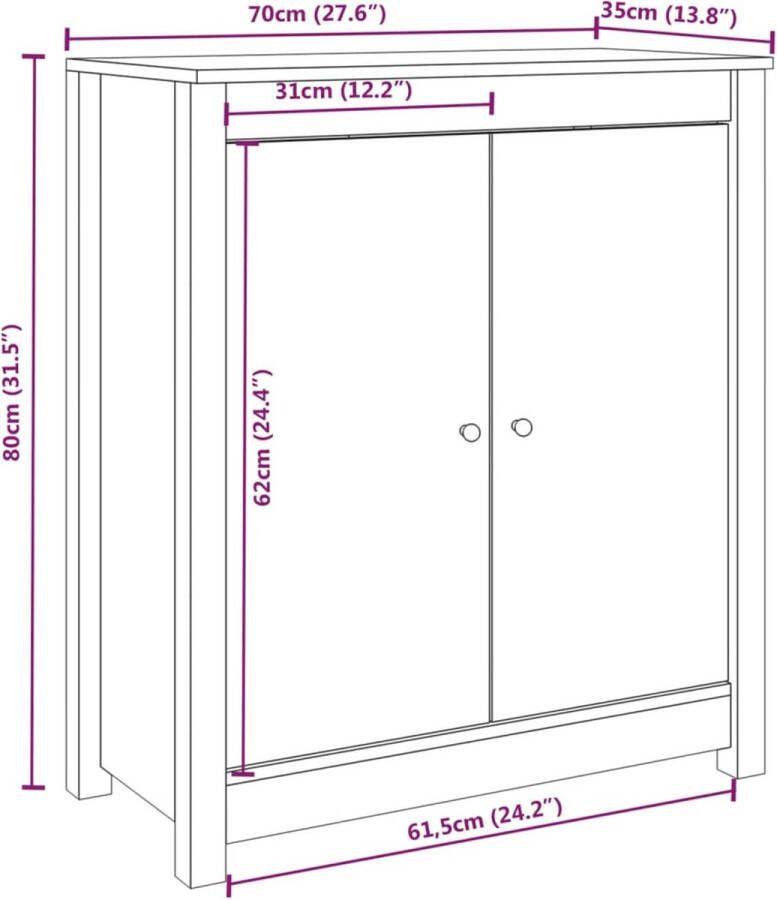 VidaXL -Dressoir-70x35x80-cm-massief-grenenhout-zwart - Foto 3