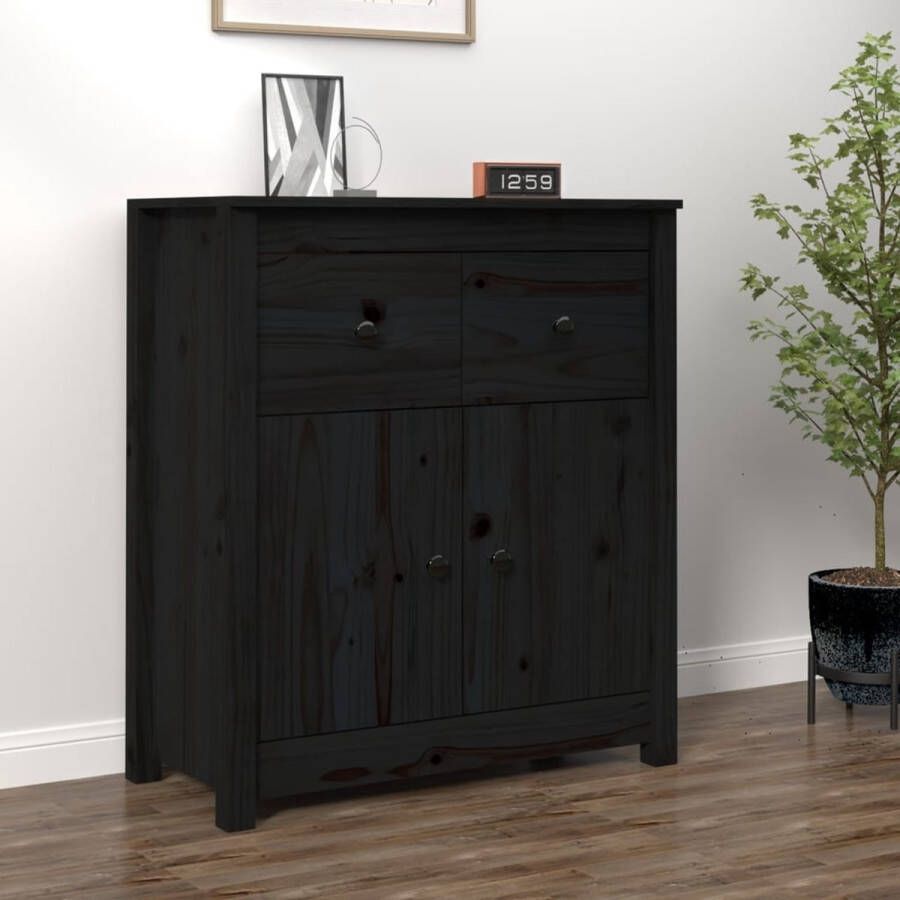 VidaXL -Dressoir-70x35x80-cm-massief-grenenhout-zwart - Foto 2