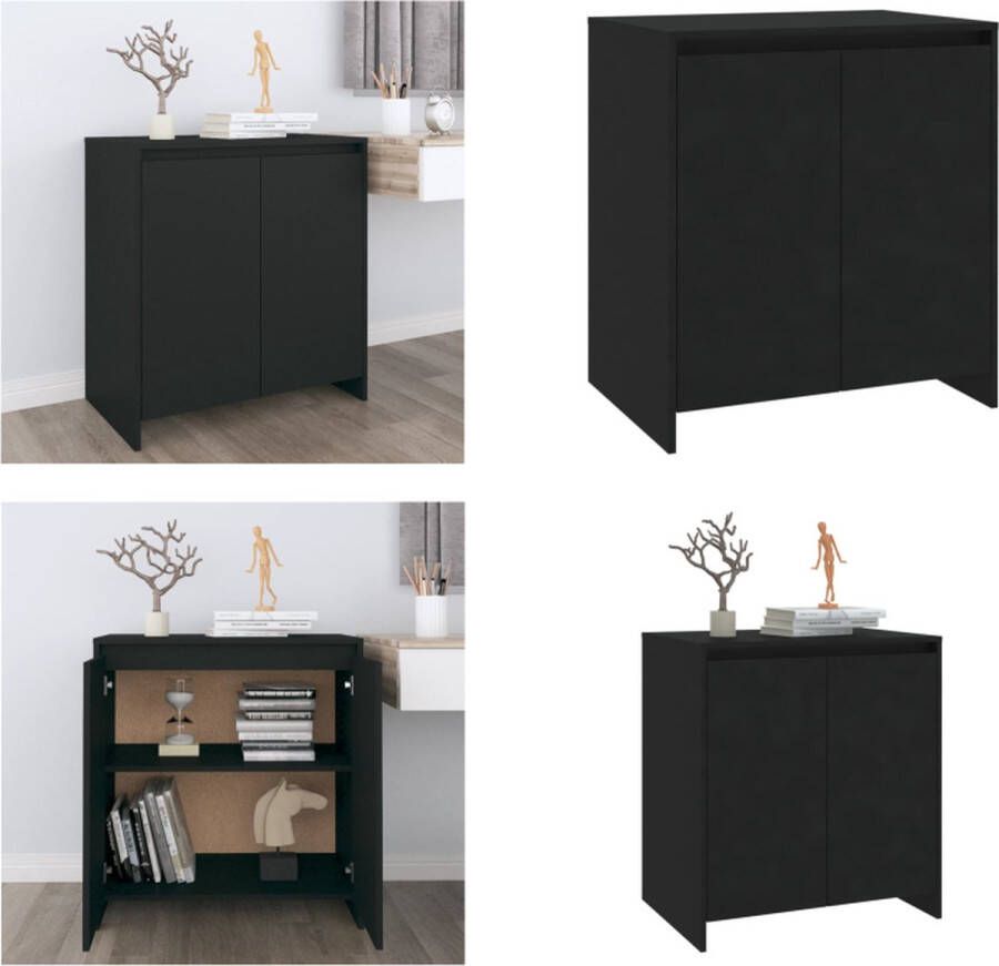 VidaXL Dressoir 70x41x75 cm bewerkt hout zwart Dressoir Dressoirs Kast Opbergkast