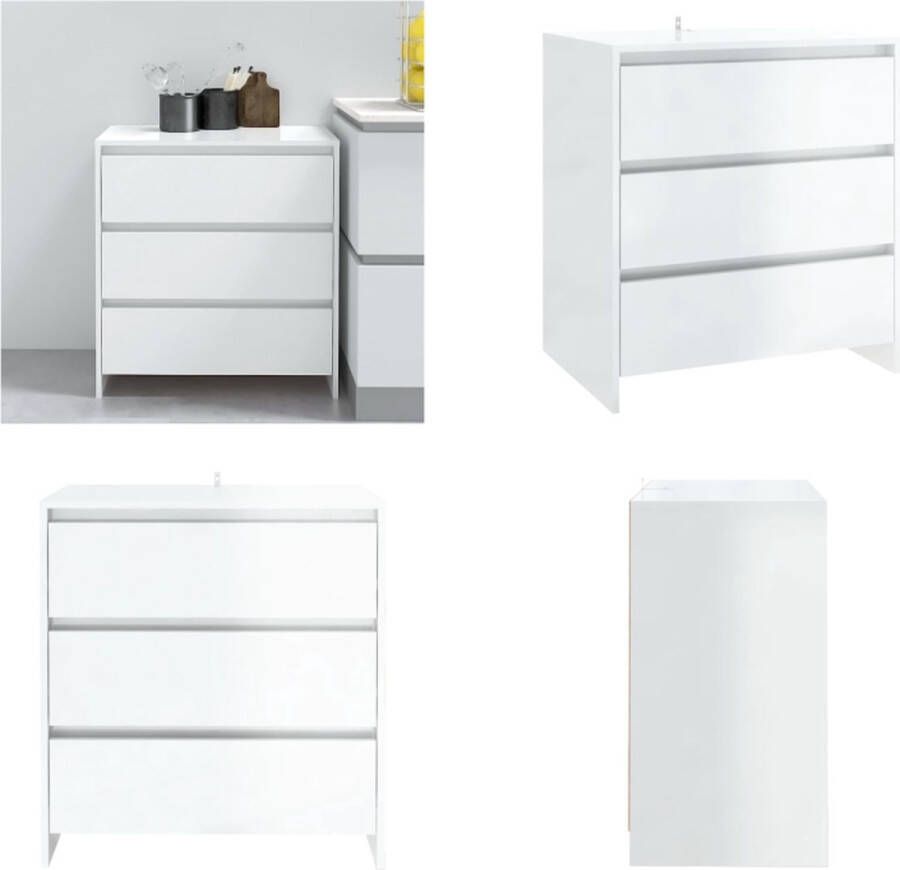 VidaXL Dressoir 70x41x75 cm spaanplaat hoogglans wit Dressoir Dressoirs Buffetkast Opbergkast