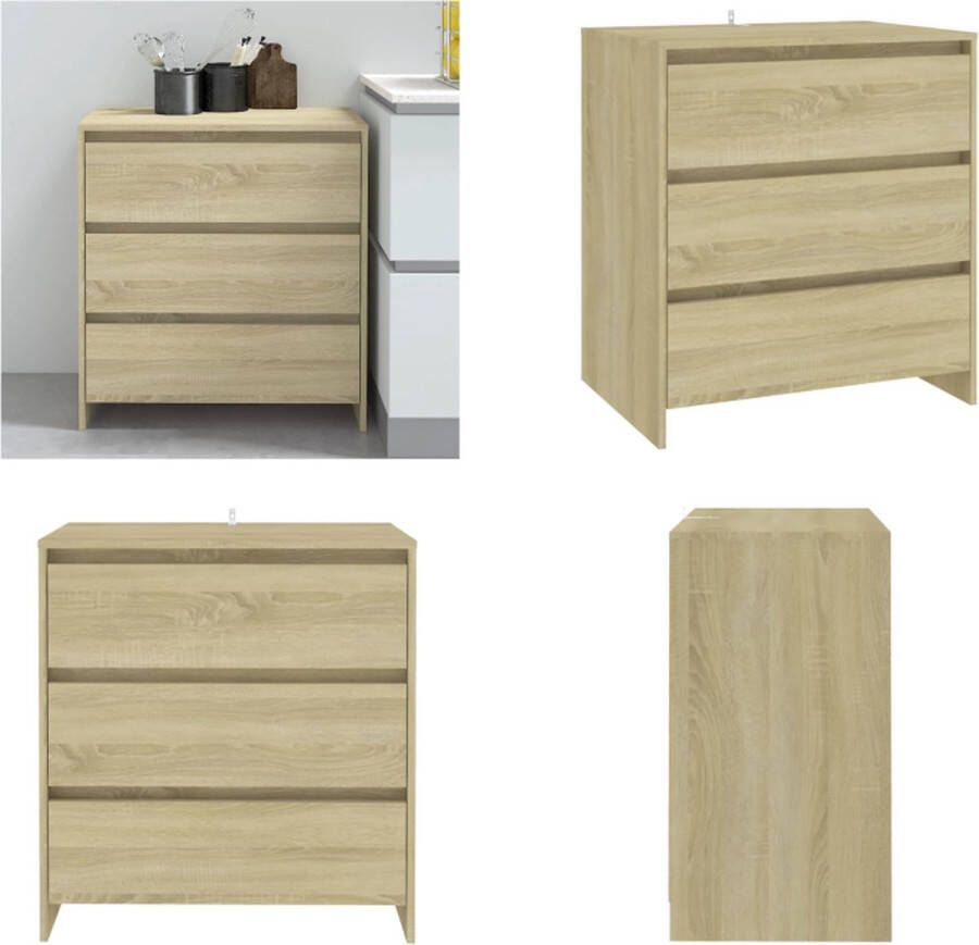 VidaXL Dressoir 70x41x75 cm bewerkt hout sonoma eikenkleurig Dressoir Dressoirs Buffetkast Opbergkast - Foto 4