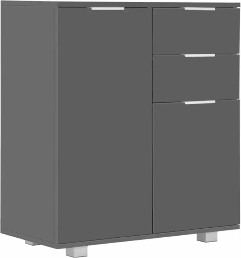 VidaXL -Dressoir-71x35x80-cm-spaanplaat-hoogglans-grijs - Foto 3