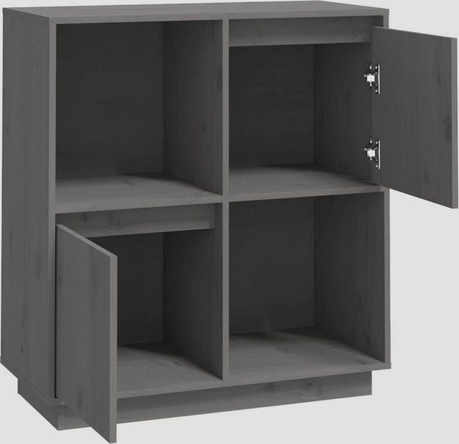 VidaXL -Dressoir-74x35x80-cm-massief-grenenhout-grijs - Foto 2