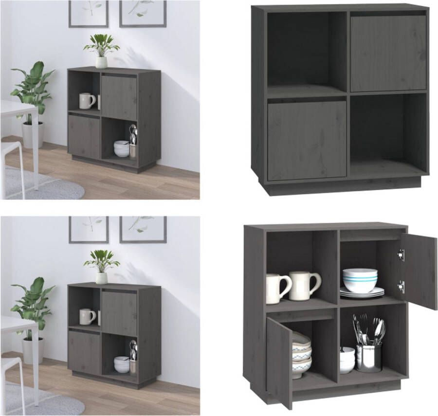VidaXL Dressoir 74x35x80 cm massief grenenhout grijs Dressoir Dressoirs Kast Wandkast