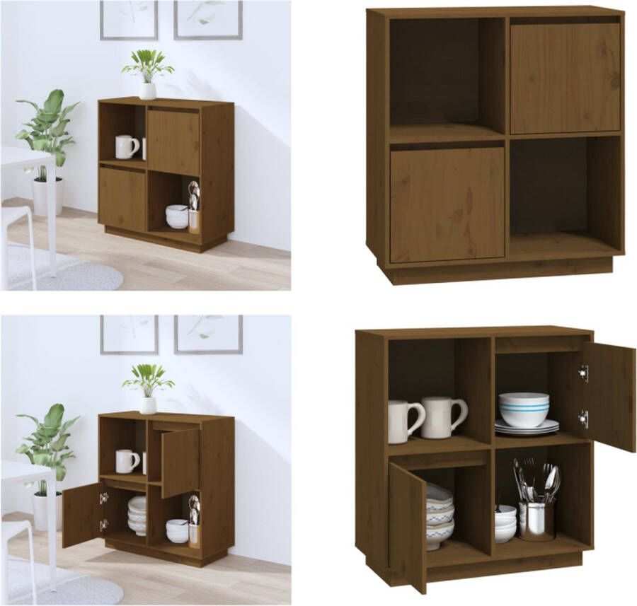 VidaXL Dressoir 74x35x80 cm massief grenenhout honingbruin Dressoir Dressoirs Kast Wandkast