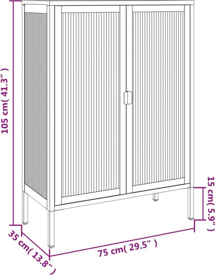 VidaXL -Dressoir-75x35x105-cm-glas-en-staal-zwart