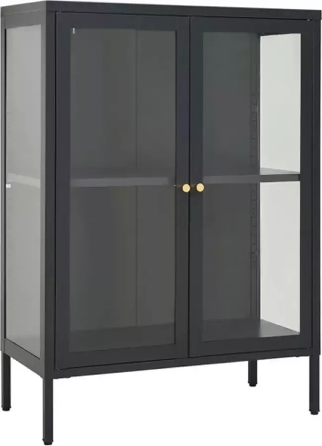 VidaXL -Dressoir-75x35x105-cm-staal-en-glas-antracietkleurig - Foto 2